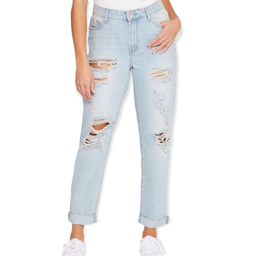 Seven7 Relaxed Marilyn Boyfriend Fit Light Wash Jeans Womens Size 12